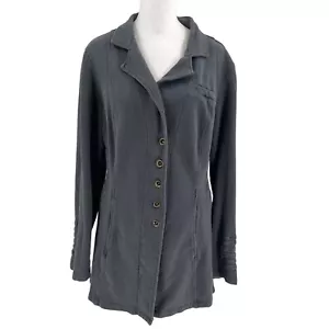 Soft Surroundings Embroidered Knit Military Jacket Charcoal Gray size Medium - Picture 1 of 12