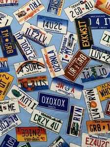Placas de licencia estatal lanzadas de tela de franela de 1 yarda en azul 44 pulgadas. Viaje automático ancho - Imagen 1 de 5
