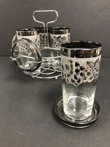 MCM Grabado Uva 4 JUEGO DE POSAVASOS con CADDY Dorothy Thorpe Plata Moda Hombres Locos - Imagen 1 de 11