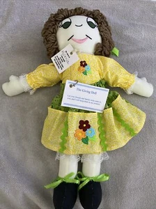 TheGivingDoll Handmade Cloth Rag Doll 17” Floral Dress - Picture 1 of 8