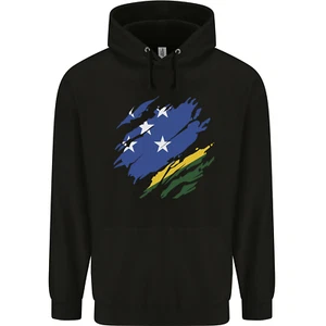 Torn Solomon Islands Flag Day Football Childrens Kids Hoodie - Picture 1 of 12