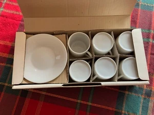 Demitasse cups & saucers -Pier 1 -Set 6 Demi-Tasse-Japan-White 2 Oz 409-994 - Picture 1 of 4