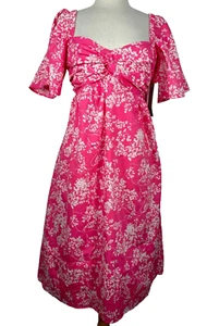 Neu mit Etikett Peter Som for Anthropologie rosa weiß Blumen Midikleid Damengröße Small - Bild 1 von 12