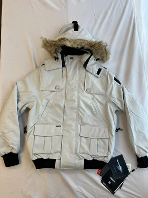 Chaqueta de bombardero Nobis Cartel para hombre - gris claro/blanco - mediana - nueva con etiquetas Foto 1 de 4