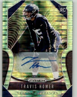 2019 Panini Prizm Travis Homer Rookie Autographs Neon Green #340 Seattle - Image 1 of 2