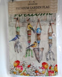 Birds, Garden Tools and Flowers Garden Flag 12.5x18 double sided - Picture 1 of 1
