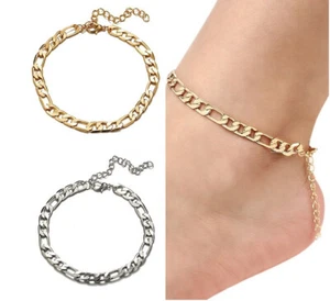 Anklets For Women Bracelet Foot Chain Link Adjustable Silver Gold - Picture 1 of 9