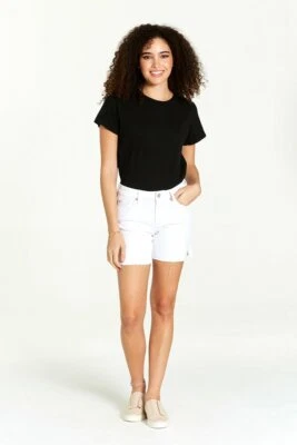 Pantalones Cortos Dear John Mujer Julian Denim Jean Talla 24 Óptico Blanco Corte 5" Entrepierna Foto 1 de 4