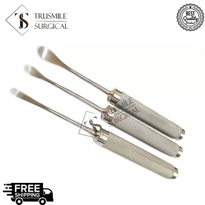 Nuevo Juego de 3 instrumentos quirúrgicos ortopédicos curvos elevadores espinales Cobb Foto 1 de 4