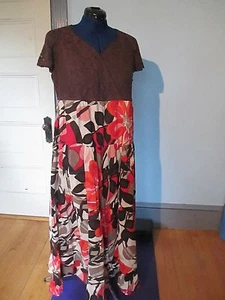 LA CERA New~ Long 100% Cotton DRESS Size 1X brown red orange NWT India $69.95 - Picture 1 of 10
