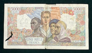Banque de France. Beau billet de 5000 Francs Empire Français 1945. Etat TB - Picture 1 of 2