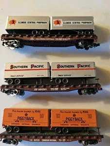 3 N Atlas 50' Southern Pacific Illinois Central, CN, Flat Car with Trailers. - Picture 1 of 2