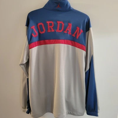 Chaqueta de Pista Nike Air Jordan Calentamiento Para Hombre Talla Mediana Cremallera Completa Gris Azul Rojo Foto 1 de 4