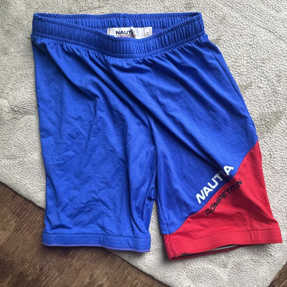 Nautica Competition blue red white Shorts Sz L/G Elastic waist thighs - Image 1 of 4
