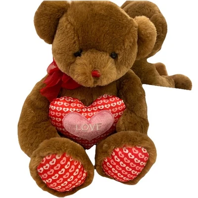 Soyea коричневый плюшевый медведь 17,5» плюшевый красный сердце счастливый День святого Валентина ярлык. Мягкие. - Изображение 1 из 4