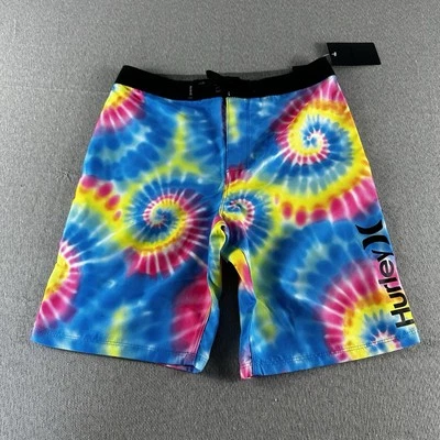 Hurley Board Swim Shorts Youth Blue Tie Dye Print Boys Size 16 NWT - Image 1 of 4