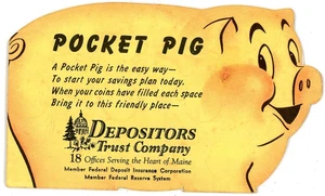 Pocket Pig Dime Sparbuch Einleger Trust Company Maine nie benutzt - Bild 1 von 3