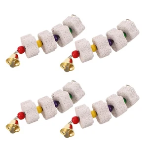 4 Stück Papagei Kauspielzeug Bimsstein Schnabel Schleifen mit bunten Perlen - Bild 1 von 12