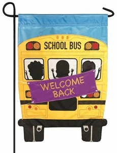 Welcome Back School Bus Double Applique Garden Flag - Picture 1 of 1