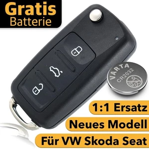 Schlüsselgehäuse 3 Tasten Klapp Schlüssel Gehäuse Passend für VW Skoda Seat Golf - Bild 1 von 7