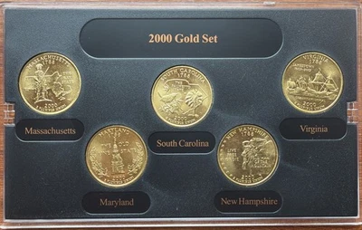 2000 Gold State Quarter Set 🪙 MA VA MD NH 💎 U.S. Mint Collectible Coins ✨ - Image 1 of 4
