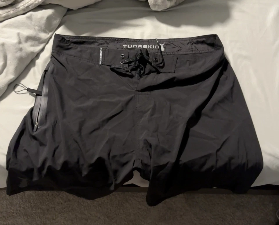 Size 34 Men’s All Black Tuna skin Swim Trunks Lightly Used No Liner - Image 1 of 1