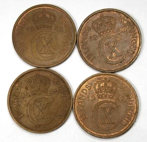 Group of 4, Iceland 1942 5 Aurar !! - Picture 1 of 2