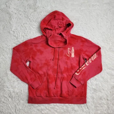 Coca Cola Women's LG Red/Pink Tie-Dye Look Hoodie Built-In Face Mask - Image 1 of 4