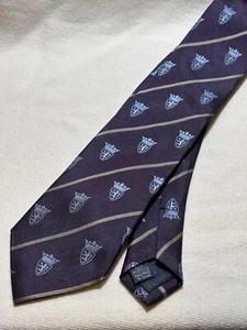 Paul Fredrick Men’s Purple Repp Striped Crest Tie 4” x 58” Classic Woven Silk Lo - Picture 1 of 5