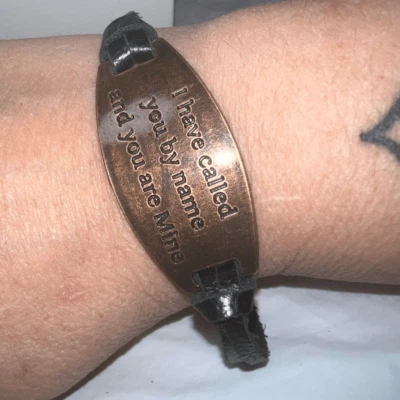 Bronze and Leather I have Called You by Name and You are Mine” Bracelet - Изображение 1 из 4