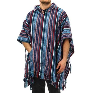Poncho Hooded Cotton Woven Unisex Adults Warm Cold Dip Robe Purple Sky - Picture 1 of 8