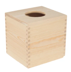 Wooden square napkin holder tissue box cover case opened from bottom - Picture 1 of 2