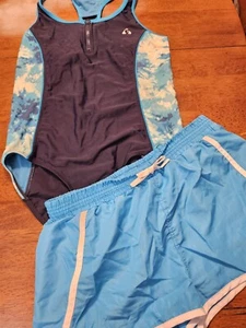 Gerry Girls Blue One Piece Swimsuit and Shorts 16 - Picture 1 of 8