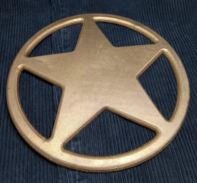 Rustic Texas Wooden Star Wall Hanging Painted Gold 10 in 6.1 oz Hand Painted - Image 1 of 4