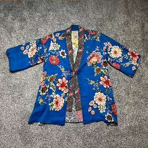 Johnny Was Embroidered Floral Kimono Size 14UK 10US L Boho Chic Peasant Cover Up - Picture 1 of 12