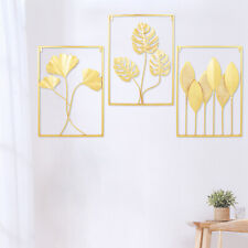 3er-Set Gold Wanddeko Blätter mit Blumen Metall Wandschmuck Dekoration 60X40X1cm