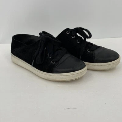 Eileen Fisher Negro Cuero Gamuza Corbata Zapatillas Zapatos Con Cordones Suela Blanca Mujer 9 Foto 1 de 4