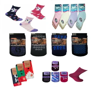 SLIPPER SOCKS BED GRIPPER THERMAL LADIES GENTS MENS WOMENS ASSORTED COLOUR SIZES - Picture 1 of 33