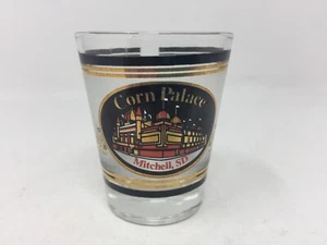 Corn Palace Frosted Shot Glass Mitchell, South Dakota SD 2004 Black & Gold Trim - Picture 1 of 6