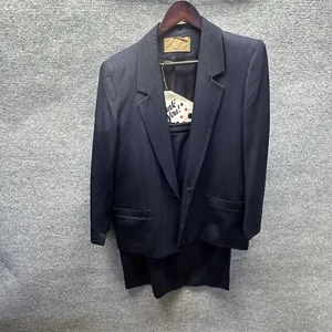 Saville Skirt Suit Set Women Size 16 Navy Blazer Skirt Business Academia USA Vtg - Picture 1 of 20