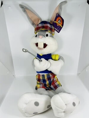 Nanco Looney Tunes Bugs Bunny Golfista Peluche 23" Cuadros Pantalones Cortos Sombrero Club de Golf 2003 Foto 1 de 4