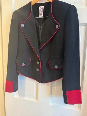 Zelda Vintage Jacket Black Military Band Steam Punk Blazer Jacket  misses 4 red - Image 1 of 3