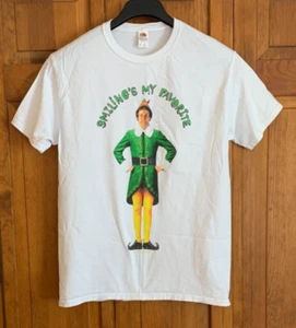 Men's Buddy the Elf S/S White "Smiling's My Favorite" Cotton T-Shirt Tag Size M - Picture 1 of 4