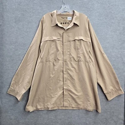 GG Game Guard Men Button Up Shirt 3XL Beige UPF 30+ Quick Dry Cool Mesh Vent - Image 1 of 4