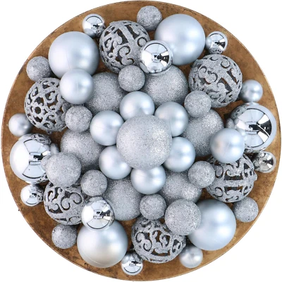 Set Di Palline Di Natale Argentate,101 Palle Di Natale Plastica + Picco Argento - Immagine 1 di 4