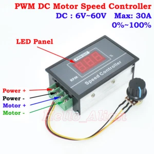 DC 6-60V 12V 24V 36V 48V Max 30A PWM DC Motor Speed Controller Digital LED Panel - Picture 1 of 5