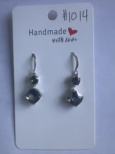 Iridescent Purple Earrings, W/ Silver, Cute, Dangle, Stone, Fashion, Hook - Imagen 1 de 5