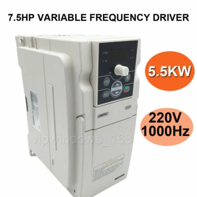 7.5HP 5.5KW VFD Inverter Driver 220V 1ph 24A Variable Frequency Driver 0-1000Hz - Image 1 of 4
