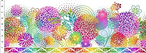 Unusual Garden Flowers Fabric Border By the 1/2 Yard! In the Beginning by Yenter - Picture 1 of 2