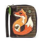 Chala Zip Around Faux Leather Wallet Credit Card Wristlet - Fox A, Olive Stripe